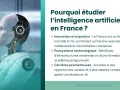 Un robot pensif, logo "AI2 École d'intelligence artificielle". Pourquoi étudier l'IA en France ?