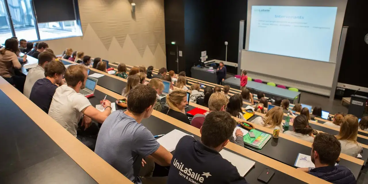 Amphithéâtre d'une école vétérinaire, étudiants attentifs. Le prix de l'école vétérinaire Rouen est un investissement pour l'avenir.