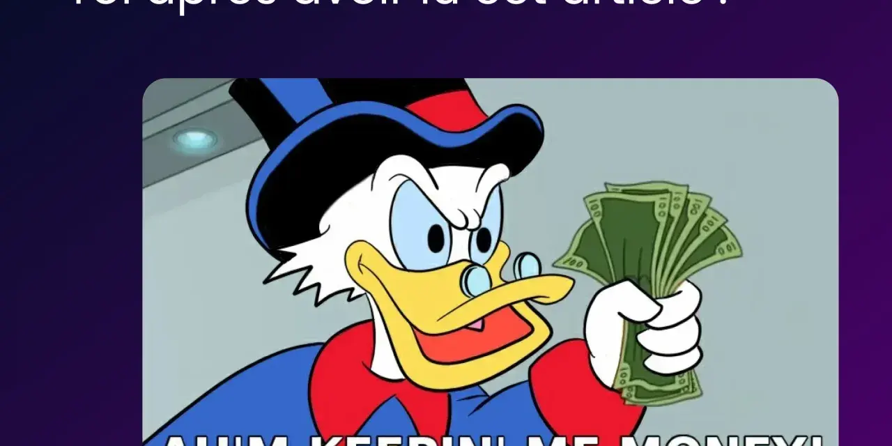 Oncle Picsou, furieux, tient une liasse de billets. Il semble dire "AH'M KEEPIN' ME MONEY!", peut-être après avoir découvert le prix école de médecine.