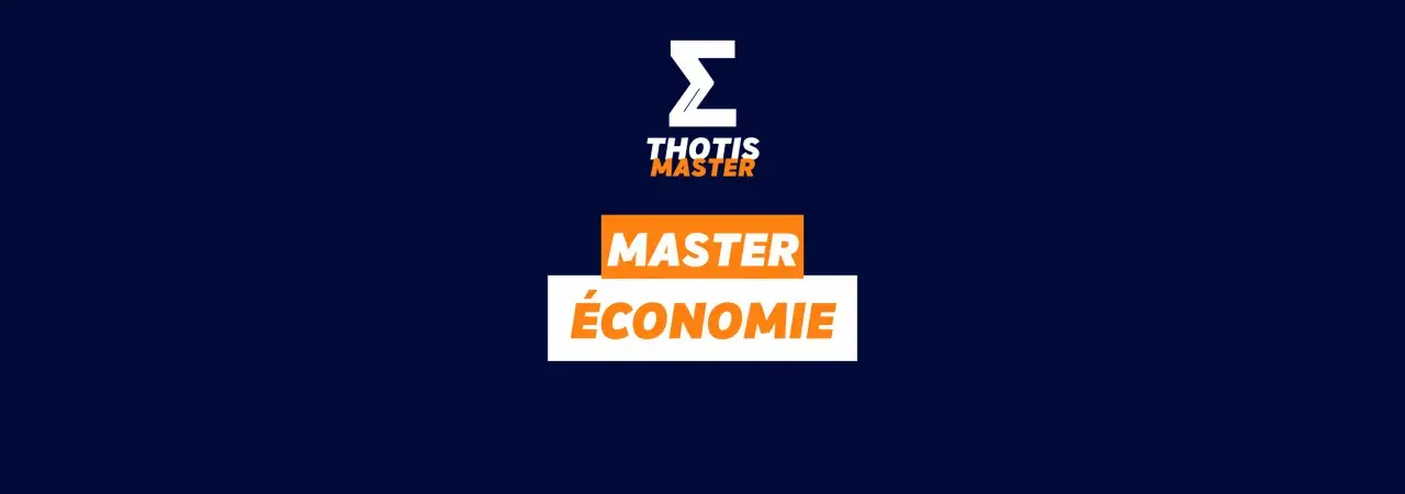 Logo Thotis Master avec "Master Économie" en gros caractères. Idéal pour un master économie à distance.