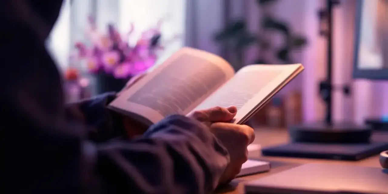 Étudiant en psychologie dans une école privée en France, absorbé par la lecture d'un livre.