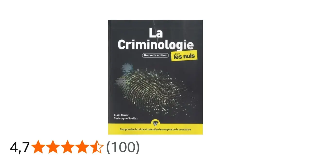 Couverture du livre "La Criminologie pour les nuls", une étude visuelle d'une empreinte digitale.