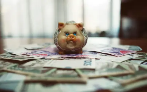Un cochon tirelire sur des billets de banque, symbolisant le coût de la vie à Singapour pour un étudiant.