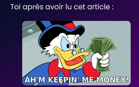 Oncle Picsou, furieux, tient une liasse de billets. Il semble dire "AH'M KEEPIN' ME MONEY!", peut-être après avoir découvert le prix école de médecine.
