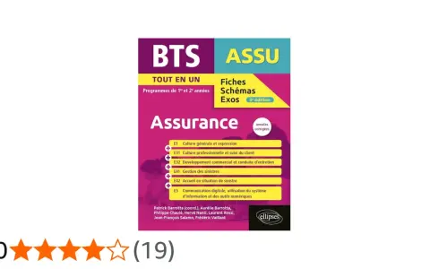 Livre "Assurance" pour le BTS, couvrant les programmes de 1re et 2e années. Idéal pour le bts assurance à distance.