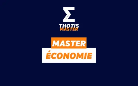 Logo Thotis Master avec "Master Économie" en gros caractères. Idéal pour un master économie à distance.