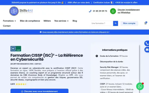 Formation CISSP en cybersécurité, une formation informatique en ligne gratuite avec certificat pour devenir expert.