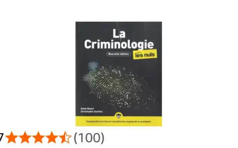 Couverture du livre "La Criminologie pour les nuls", une étude visuelle d'une empreinte digitale.