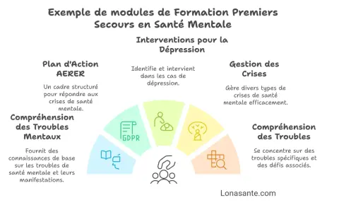 Modules de formation en santé mentale : plan d'action, compréhension des troubles, interventions et gestion des crises. Soutien à distance.