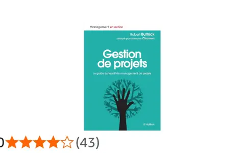 Couverture du livre "Gestion de projets" de Robert Buttrick. Un arbre stylisé composé de mains humaines symbolise la collaboration, essentiel pour le master gestion de projet à distance.
