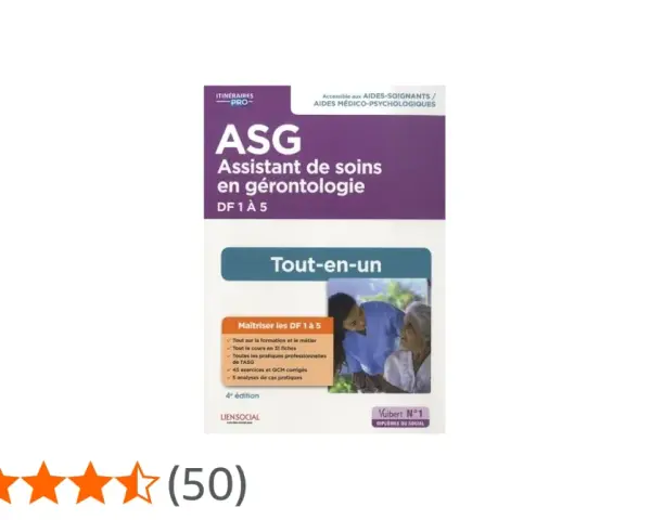 Livre "ASG Assistant de soins en gérontologie" pour le master 1 gérontologie à distance. Il couvre les DF 1 à 5.
