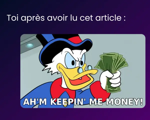 Oncle Picsou, furieux, tient une liasse de billets. Il semble dire "AH'M KEEPIN' ME MONEY!", peut-être après avoir découvert le prix école de médecine.
