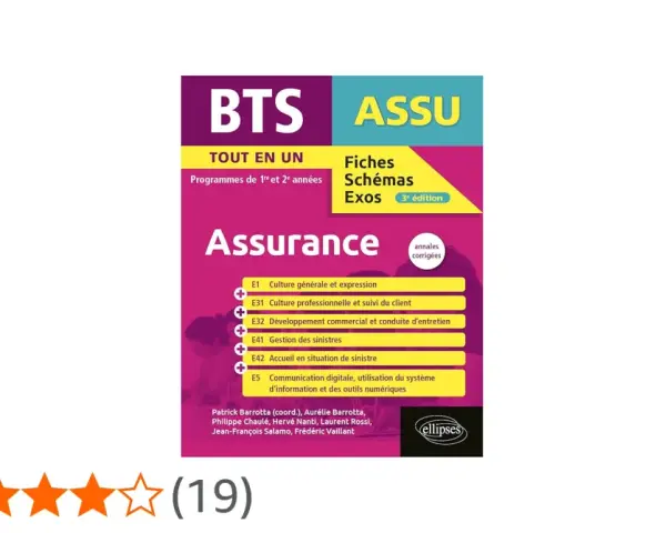 Livre "Assurance" pour le BTS, couvrant les programmes de 1re et 2e années. Idéal pour le bts assurance à distance.