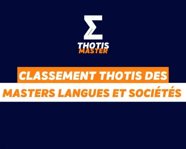 Classement Thotis des Masters Langues et Sociétés. Le **master luxe classement** est révélé.