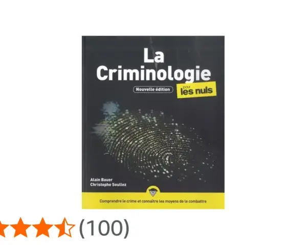 Couverture du livre "La Criminologie pour les nuls", une étude visuelle d'une empreinte digitale.