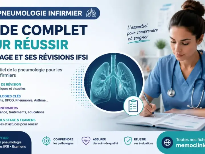 Guide pour réussir son stage et ses révisions IFSI en pneumologie. Une infirmière étudie, devenant une experte master infirmier à distance.