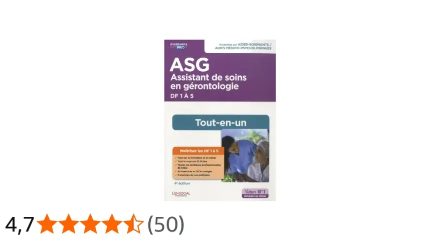 Livre "ASG Assistant de soins en gérontologie" pour le master 1 gérontologie à distance. Il couvre les DF 1 à 5.