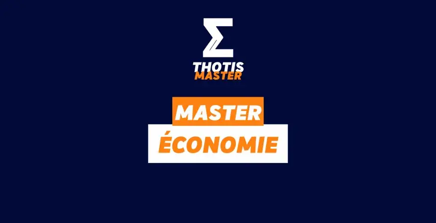 Logo Thotis Master avec "Master Économie" en gros caractères. Idéal pour un master économie à distance.
