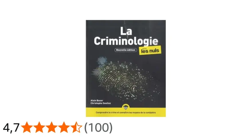 Couverture du livre "La Criminologie pour les nuls", une étude visuelle d'une empreinte digitale.