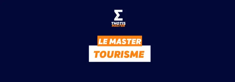 Le logo "THOTIS MASTER" avec un sigma stylisé, suivi de "LE MASTER TOURISME". Idéal pour un master tourisme à distance.