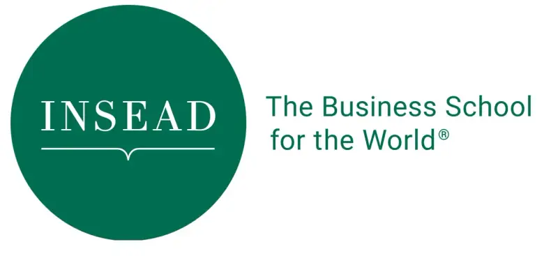 Logo INSEAD, "The Business School for the World". Idéal pour un executive MBA.